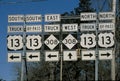 Interstate road signs with directional arrows Royalty Free Stock Photo