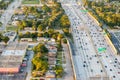 Interstate road traffic as seen from airplane