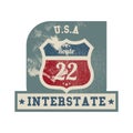 Interstate route 22 label. Vector illustration decorative design