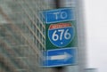 Interstate 676 Sign in Downtown Philadelphia Royalty Free Stock Photo