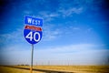 An Interstate 40 sign on the planes of the Texas panhandle Royalty Free Stock Photo