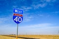 An Interstate 40 sign on the planes of the Texas panhandle Royalty Free Stock Photo
