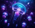 Interstellar Jellyfish Voyage: A Galactic Underwater Scene, Contemplations on Existence