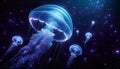 Interstellar Jellyfish Voyage: A Galactic Underwater Scene, Contemplations on Existence