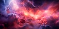 interstellar journey through a mesmerizing nebula, highlighting the beauty of celestial clouds and gas formations.