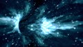 Interstellar lightspeed space travel in hyperspace wormhole portal with stars