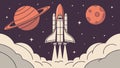 Interstellar Rocket Launch: Journey to Distant Planets, vector design Generative AI Royalty Free Stock Photo