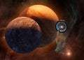 Interstellar travel and dimensional portals, spaceships exploring new planets. Exoplanet