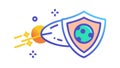 Interstellar Travel Shield Icon - Space Protection Sci-Fi, vector design Generative AI Royalty Free Stock Photo