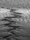 Intertidal river mudflats show meandering patterns to the water. Torridge Estuary, Devon, England.