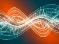 Intertwined abstract waves of light and sound waveform on a gradient background image photo Royalty Free Stock Photo
