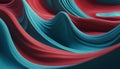 Intertwined Abstract Waves of Red and Teal Blue with Textured Surface and Soft Lighting Royalty Free Stock Photo
