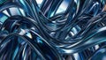 Intertwined Blue and Teal Metallic Tubes with Reflective Surfaces abstract Royalty Free Stock Photo