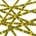 Intertwined caution tapes forming a complex web isolated on transparent background Royalty Free Stock Photo