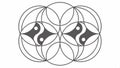 Intertwined circles pattern, abstract and geometric design element vector design Generative AI Royalty Free Stock Photo