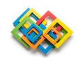 Intertwined colorful geometric blocks Royalty Free Stock Photo
