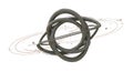 Intertwined dark gray tubular structure resembling a complex knot in abstract