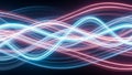 Intertwined Glowing Neon Light Waves in Cyan and Pink Hues Creating a Vibrant Abstract Pattern on a Dark Background Royalty Free Stock Photo