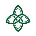 Green Celtic knot design with three pointed loops, resembling a Royalty Free Stock Photo