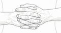 Detailed illustration of clasped hands, showcasing texture and interconnectedness with a focus on detail and human touch Royalty Free Stock Photo