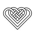 Intertwined heart symbol. Celtic style decorative element.