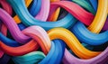 Intertwined multicolored wavy lines create a vibrant, eye-catching, abstract background design. Royalty Free Stock Photo
