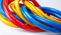 Intertwined Network of Colorful Electrical Cables Royalty Free Stock Photo