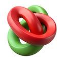 Intertwined Red and Green Smooth 3 D Rings image Royalty Free Stock Photo
