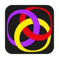 Intertwined rings illustration. Abstract loop pattern. Vibrant color combination. Vector dynamic shape. Royalty Free Stock Photo