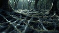 The intertwined roots of the trees create a weblike pattern mirroring the interconnected nature of a decentralized