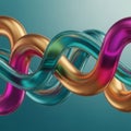 Intertwined, smooth tubes form a complex, knot-like structure. The tubes are glossy Royalty Free Stock Photo