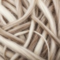 Intertwined strands of natural wool in shades of cream, beige, and light brown. The Royalty Free Stock Photo