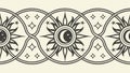 Intertwined Sun Moon Symbols Tribal Border, vector design Generative AI Royalty Free Stock Photo