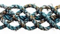 Intertwined Weathered Ropes with Blue and Brown Tones on White Background Abstract Pattern Royalty Free Stock Photo