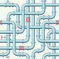 Intertwining blue pipes. Pipeline vector seamless pattern in flat style Royalty Free Stock Photo