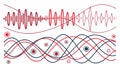 Intertwining colorful wavy lines, abstract dynamic pattern vector Generative AI Royalty Free Stock Photo