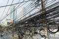 Electric power wires on the street in Bangkok