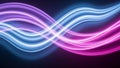 Intertwining neon light trails in vibrant pink and electric blue creating a dynamic abstract energy flow Royalty Free Stock Photo