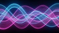 Intertwining neon light waves of bright cyan and magenta creating a vibrant abstract visual pattern on a dark Royalty Free Stock Photo