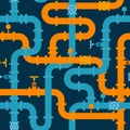 Intertwining pipelines vector seamless pattern in flat style Royalty Free Stock Photo