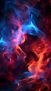 Intertwining red and blue flames mesmerize on a dark background