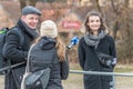 Interview by Bayerischer Rundfunk with a steward at a counter-demonstration by Antifa at an anti-Corona demonstration in Regensbur