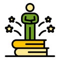 Interview book stack icon color outline vector Royalty Free Stock Photo