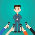 Interview a businessman or politician answering questions vector
