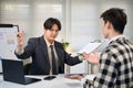 Interview concept, interviewer interview candidate apply for job at meeting room Royalty Free Stock Photo