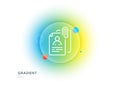 Interview documents line icon. CV file attachment sign. Gradient blur button. Vector