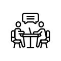 Black line icon for Interview, meeting and discussion