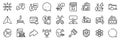 Interview job, Voice wave and Brush line icons pack. For web app. App line icons. Vector