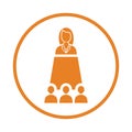 Interview, meeting, teamwork icon. Orange vector sketch