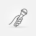 Interview Mic in Hand outline vector icon or symbol Royalty Free Stock Photo